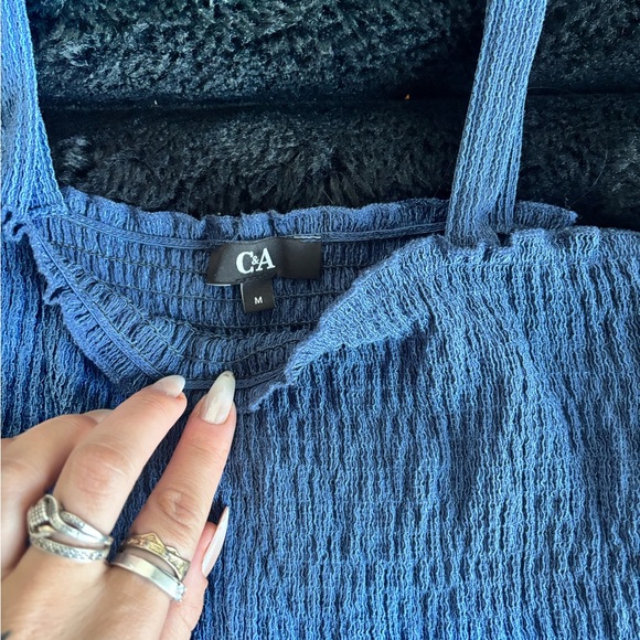 Blue Smocked Tank Top - Picture 2 of 2